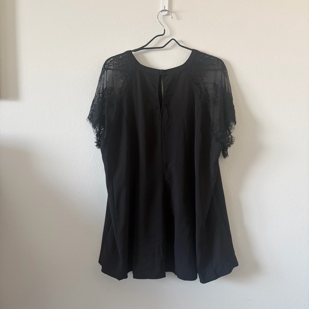 Torrid Black Lace Sleeve Fit and Flare Top (3) - Picture 2 of 9